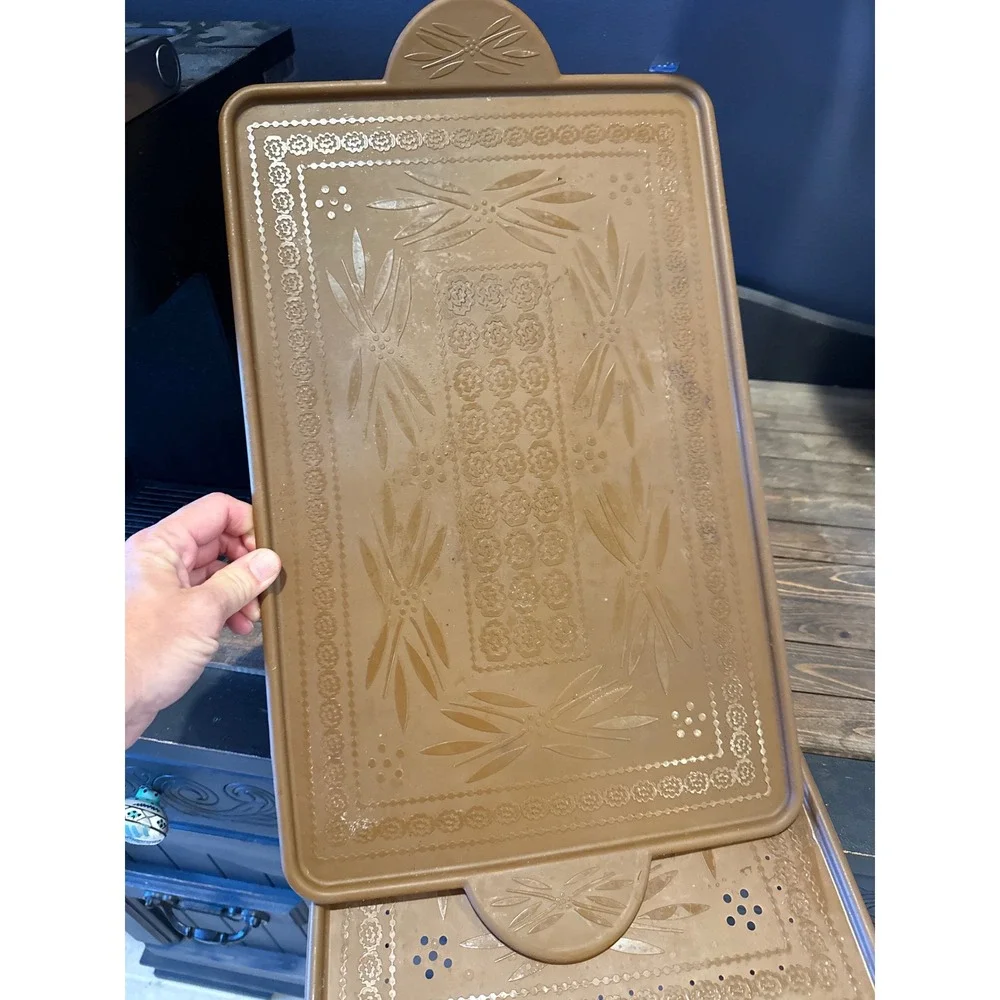 Temp-tations Silicone Baking Board Set Brown Floral Embossed 2 Piece Kitchenware